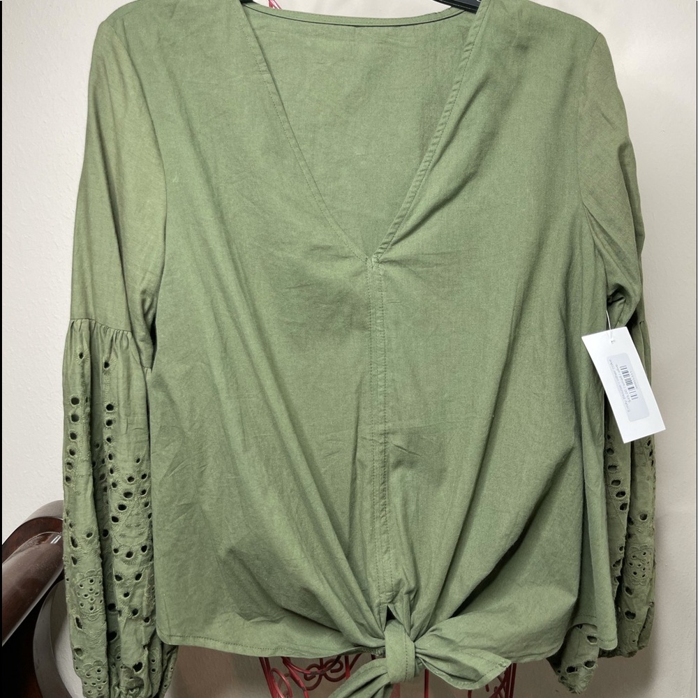Olive Green Balloon Sleeve